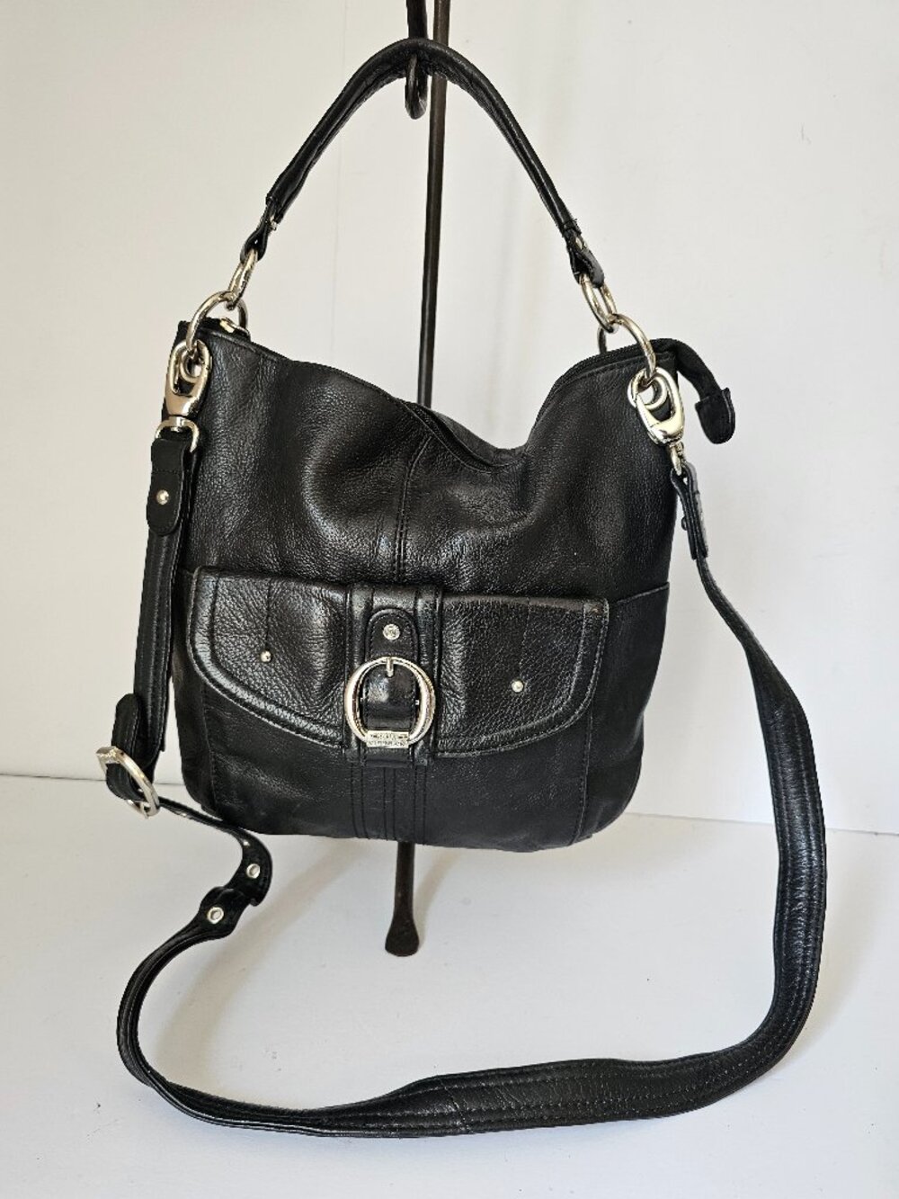 Stone Mountain Bag Black Leather Crossbody Casual Classic